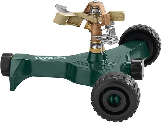 3-Pack Orbit 56186N Lawn and Garden 1/2-Inch Brass Impact Sprinkler with Metal Wheel Base (3)