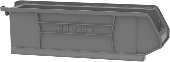 Akro-Mils 30284 Super-Size AkroBins Plastic Storage Bins, Space-Saving Stackable Bins for Garage, Classroom, Warehouse Organization, 24" L x 8" W x 7" H, Clear, 4-Pack