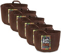 MAUI MIKE'S Soft Pot 15 Gallon 5 Pack Brown Garden Grow Bags from Strong Sewn Handles. Grow Healthier Tomatoes,Herbs and Veggies. Made from Recycled Water Bottles. Last for Years