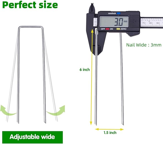 6 Inch 150 Pcs Hot-dip Galvanized U-Shaped Garden Stakes, Landscape Staples, Ground Stakes, for Decoration Weed Barrier Fabric, Irrigation Tubing, Holding Fence, Tarpaulin (150, 6 INCH)