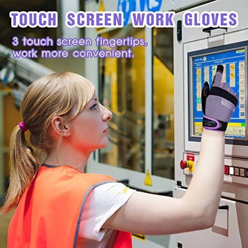 Work Gloves Men Women,Utility Gardening Gloves Touch Screen,Thin Mechanic Working Gloves Pink,Comfortable,Flexible,Fit (X-Small, Purple)