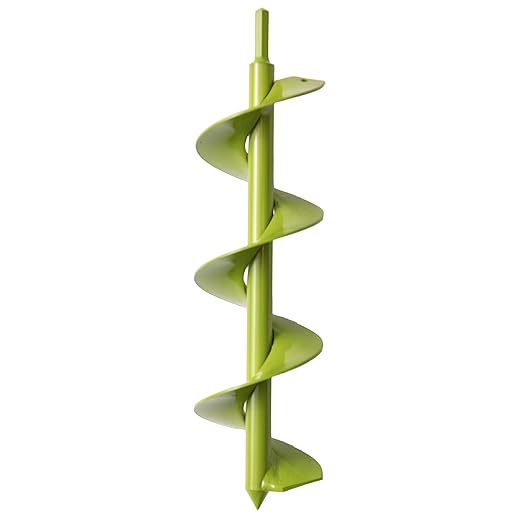 Power Planter DIY Guru Garden Drill Auger Bit (3"x12") - Designed for Planting, Digging Holes, Paint Mixing, Cement Mixing and Home Projects - Made of Steel with a 3/8" Non-Slip Hex Drive (Lime Green)
