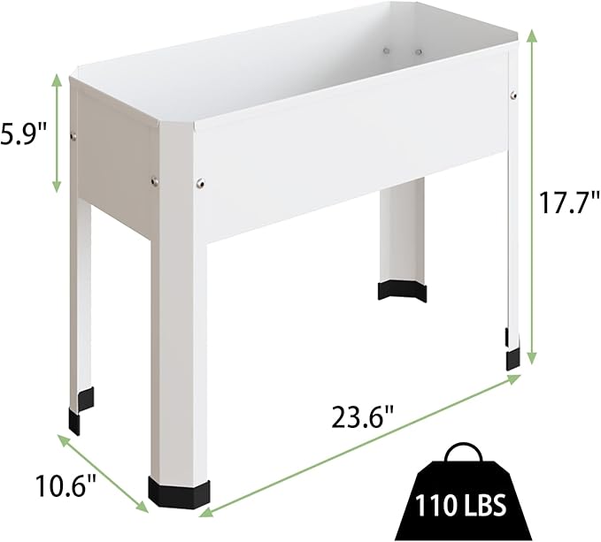 Raised Garden Bed with Detachable Legs Elevated Metal Planter Box for Growing Fresh Herbs Vegetables Flowers Succulents&Other Plants for Outdoor Backyard Patio Deck Balcony White S