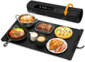 26"x15" Black Electric Food Warming Silicone Mat - 10 sec Fast & Even Heating Tray with upto 10 Hrs Timer, 50-100°C Adjustable Temp, Child Lock & Safety Edge - Portable Warmer Pad for Kitchen & Buffet
