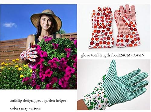 Women Garden Gloves - Colorful Printed Unti-slip Work Gloves Set for Women, Pack of 5