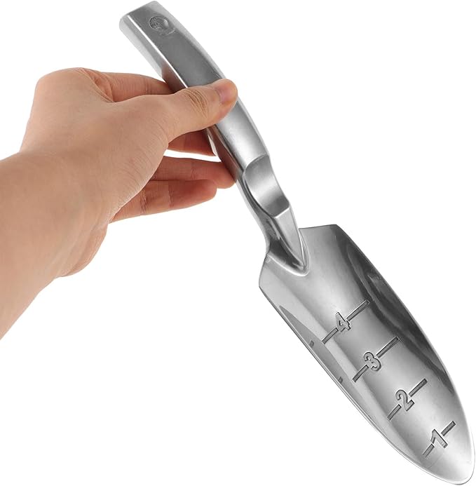 BESPORTBLE Aluminum Alloy Gardening Shovel and Spade Trowel Set with Depth Scale, Small Hand Garden Tools for Planting, Digging, and Soil Cultivation in Home Garden and Potted Plants