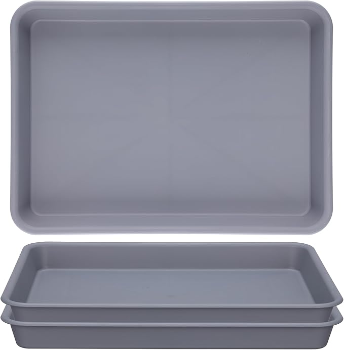 GREANER Grey Plastic Trays 11 Inch, UV Resistant Plant Pot Saucers for Indoor & Outdoor Use, Drip Trays for Potted Plants(Pack of 3)