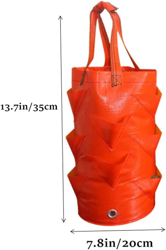 chislim Strawberry Planting Bags,2 Pack 3 Gallon Hanging Strawberry Planter with 8 Holes,Plant Growing Bags with Handle,Strawberry Planting Containers for Garden
