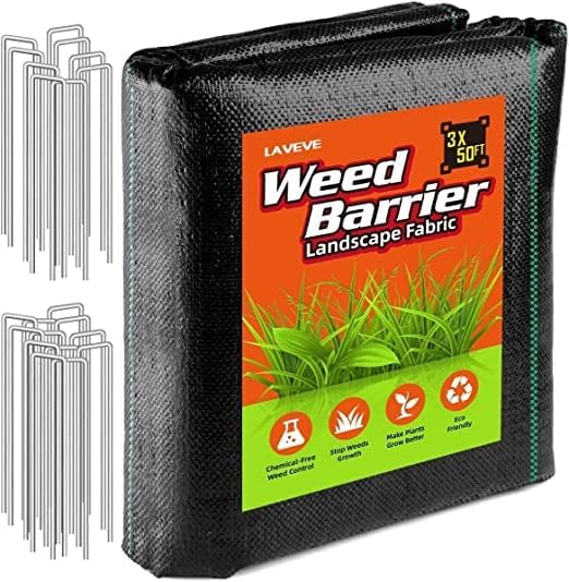 3FT x 50FT Weed Barrier Landscape Fabric Heavy Duty, 3.2oz Premium Garden Ground Cover Mat for Weed Control, Gardening, Plant Beds and Farming