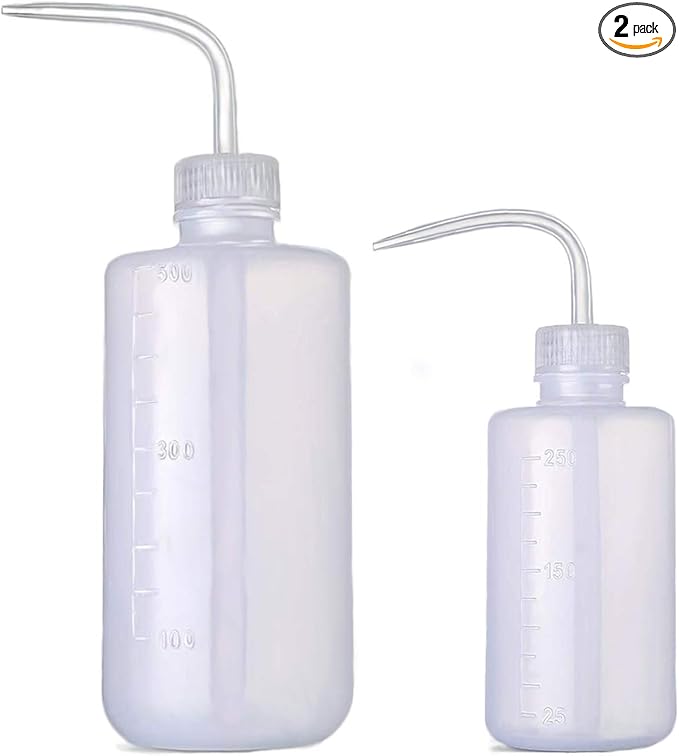BEADNOVA Squeeze Bottle Plant Watering Can Eye Wash Bottle Squeeze Irrigation Plastic Small Watering Can for Indoor Plants Tattoo (2pcs, 250ml and 500ml)
