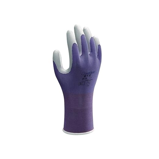 SHOWA Atlas 370 Professional Nitrile Work Gloves, Breathable High-Dexterity Precision Grip for Landscaping, Gardening & Assembly, General Purpose Gloves, Purple, X-Small, 1-Pair