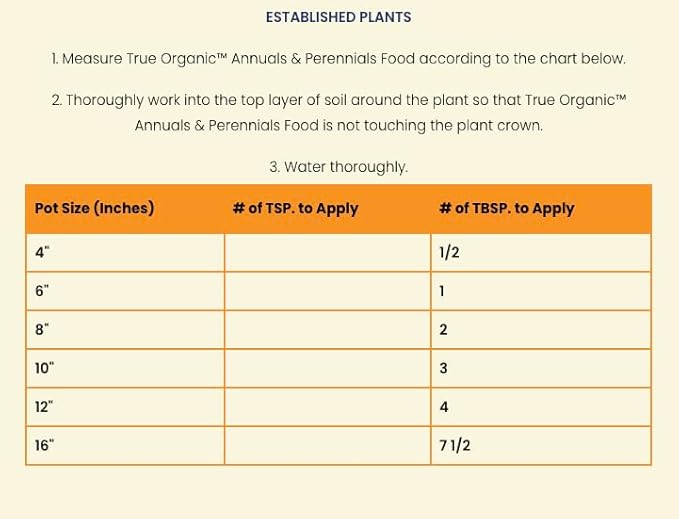 True Organic Annuals & Perennials Food – Organic Fertilizer for Stunning Blooms and Robust Foliage – 4lb Bag Covers 70 Sq. Ft. | (Pack of 6)
