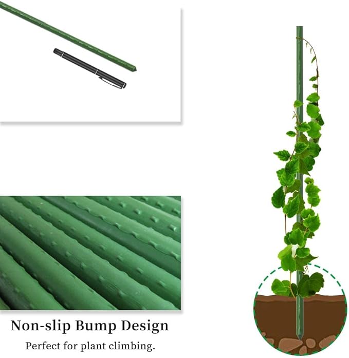 G-LEAF Garden Stakes 6 ft Plastic Coated Steel Tube Sturdy Metal Plant Sticks for Tomato,Cucumber,Bean,Tree,Pack of 50
