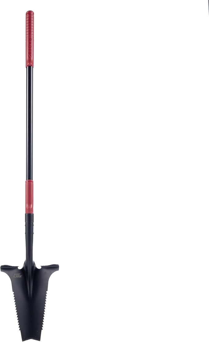 Root Slayer RS225, Long Handle Serrated Shovel Spade, Black