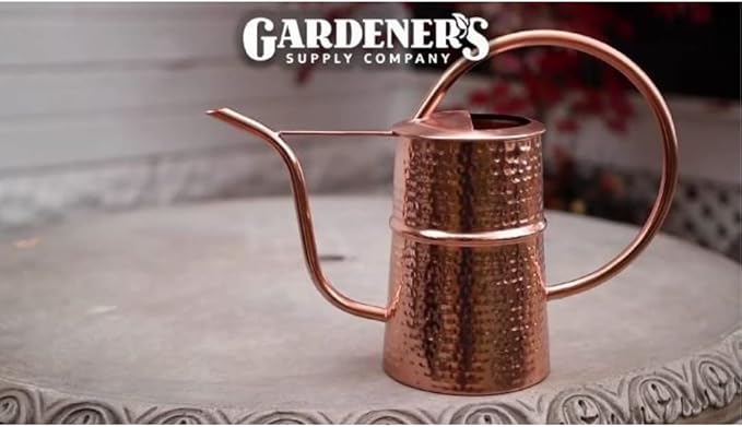 Gardener’s Supply Company Copper Plated Indoor Watering Can | 3 Quart Water Capacity, Decorative Copper-Plated Steel with Easy Pour Curved Spout for Houseplants, Succulents, Seeds, and Herbs