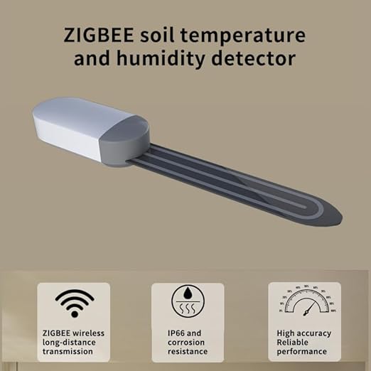 Zigbee Soil Moisture Sensor, Wireless Smart Plant Sensor Leave-in Soil Thermometer, Capacitive Probe, Zigbee Hub Needed IP66 Moisture/Temperature Meter for Garden Planting