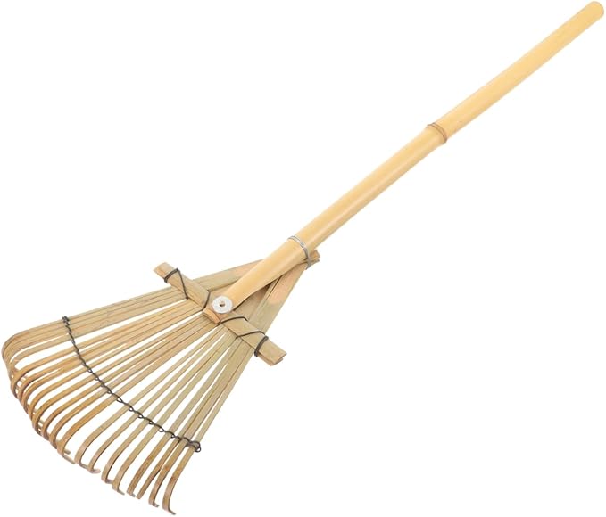 BESPORTBLE Gardening Hand Rake 23.42In Lightweight Bamboo Potting Mix Loosening Tool Portable Small Garden Rake for Lawn Care and Planting