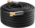 Heavy Duty Premium Garden Hose 90ft x 5/8", 300PSI Working, 1000PSI Burst, Hybrid Rubber Water Hose with Transparent Swivel Handle - Hot/Cold Water - Five Layered Braiding with Brass fittings (Black)