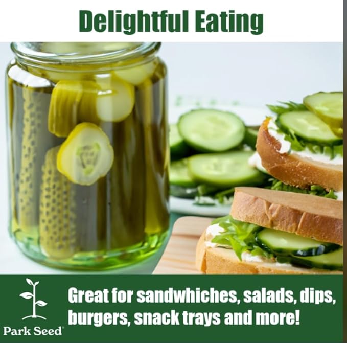Park Seed Variety of Cucumber Seeds, Planting Cucumbers, Vegetable Seeds, Easy to Grow, Non-GMO, Perfect for Harvesting, Parisian Gherkin Hybrid, Pack of 30