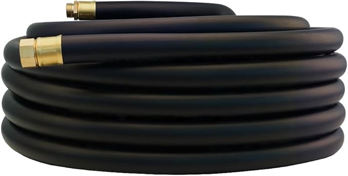 75FT ×1 inch Heavy Duty Rubber Garden Hose - 200psi Working, 1000psi Burst - Hot/Cold Water - Five-Layered Braiding for Durability - Versatile for Gardening, Agriculture, Construction(Black)