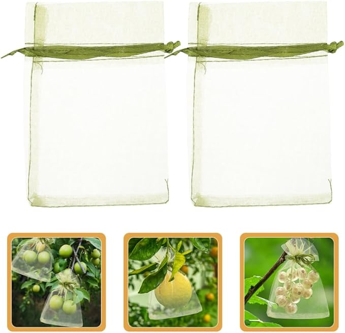 SUPVOX Fruit Protection Bags Mesh Netting with Drawstring 50 Pcs Reusable Organza Garden Bags for Oranges Mangoes Outdoor Fruit Tree Protection