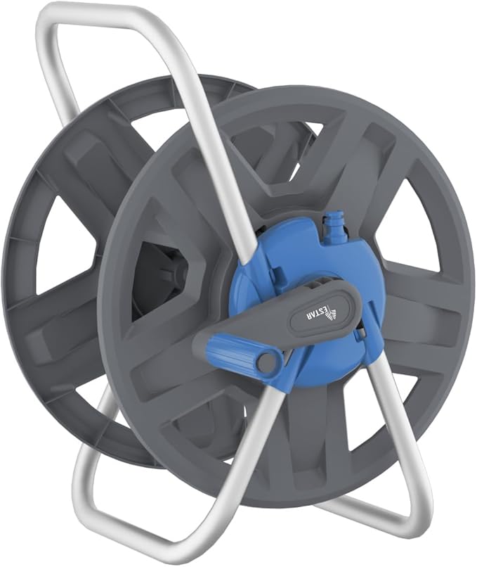 Water Hose Reel Cart, Holds 60-80 Ft of 5/8 Inch Hose, Blue Wall Mounted Garden Hose Cart, Portable Hose Reel for Convenient Storage and Watering