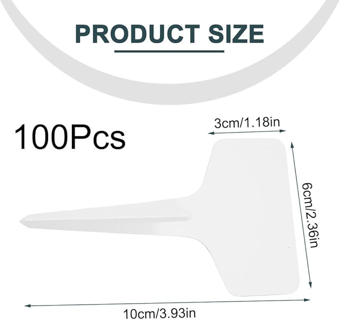 100-Pack PVC Plant Labels for Gardening, 6 x 3 x 10 cm White T-Type Garden Markers – Reusable, Weather-Resistant, Easy-to-Write Bonsai & Nursery Tags
