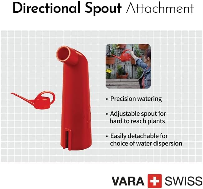 Consolidated Plastics Durable Swiss Watering Can with UV Protection, Ergonomic Handle for Indoor/Outdoor Gardening, Made in Switzerland (2 Liter) (Red)