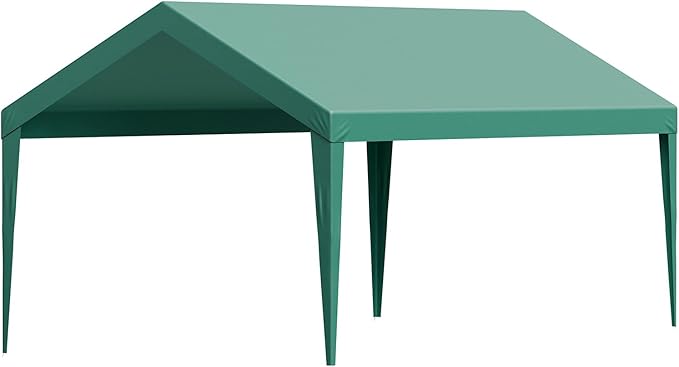 VEVOR Carport Replacement Canopy, 10 x 20 ft Potable Garage Tent Top Tarp, UV-Resistant & Waterproof Car Shelter Tarp, Heavy Duty Car Port Cover with Ball Buggees, Dark Green, Frame Not Included