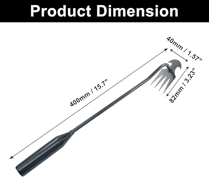 2Pcs Weed Puller Tool Garden Uprooting Weed Pulling Tools, 15.7" Portable Stainless Steel Weeder Tool 4-Claw Manganese Steel Weed Puller for Gardening Backyard Farm