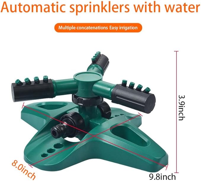 360° Rotating Garden Sprinkler for Yard Automatic Lawn Sprinkler for Large Area Coverage, Adjustable Watering System for Garden, Farm, and Grass Irrigation