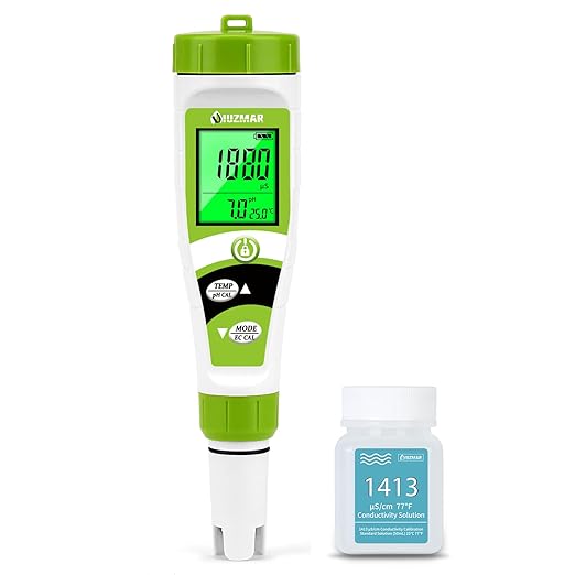 UIUZAMR pH Meter for Hydroponics PPM EC Meter for Water Hydroponics Simultaneously Display Tester for Plant Nutrients pH Conductivity Meter for Reservoir Tank Hydroponic Water System