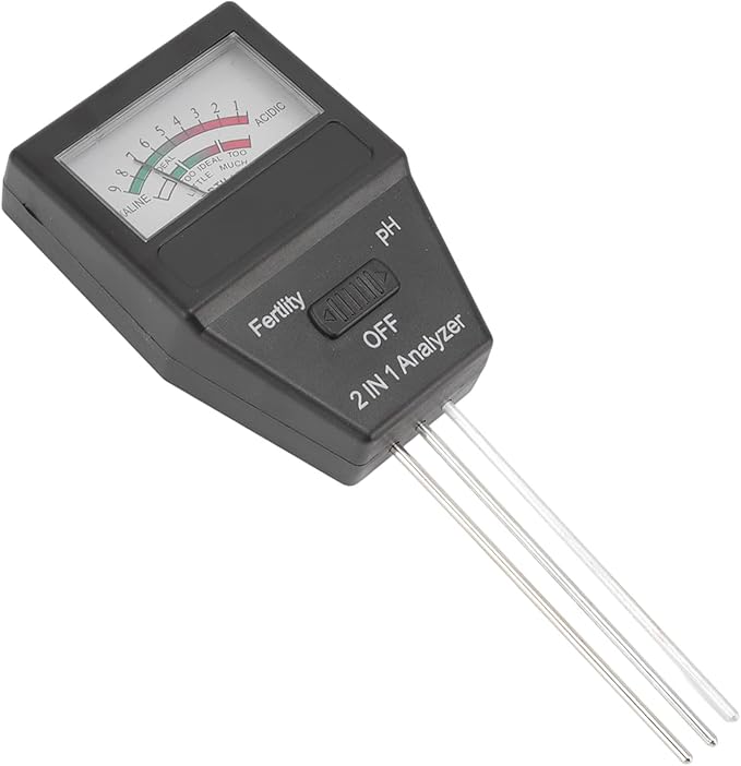 Soil PH Tester Soil Fertility Meter 2 in 1 Dual Function Soil Testing Kit for Home Garden Lawn Farm Indoor Outdoor Use ABS Material 6.5x3.2x18cm