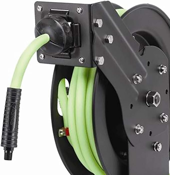 Flexzilla Open Face Retractable Air Hose Reel, 3/8 in. x 25 ft., Heavy Duty, Lightweight, Hybrid, ZillaGreen - L8603FZ