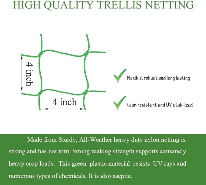 Trellis Netting for Climbing Plants - Heavy Duty Garden Trellis Netting for Cucumber, Vine, Fruits & Vegetables Tomato Plants Trellis Net, Climbing Vining Plants (2-Pack 24.6' x 6.6'Ft)