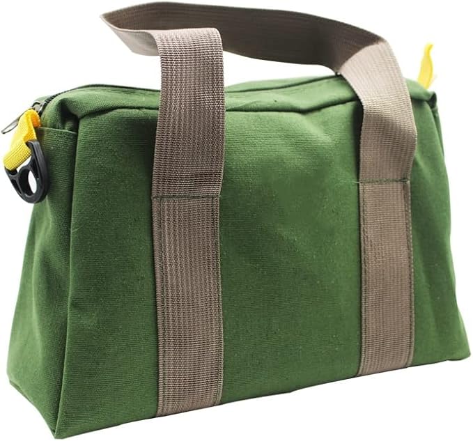BLIRITEL 18 Inch Wide Mouth Tool Bag, Heavy Duty Canvas Tool Storage Bag, Large Capacity Handbag, Multi-function Tool Organizer Tote Bag for Storage Wrenches Pliers (Green, 18 Inch)