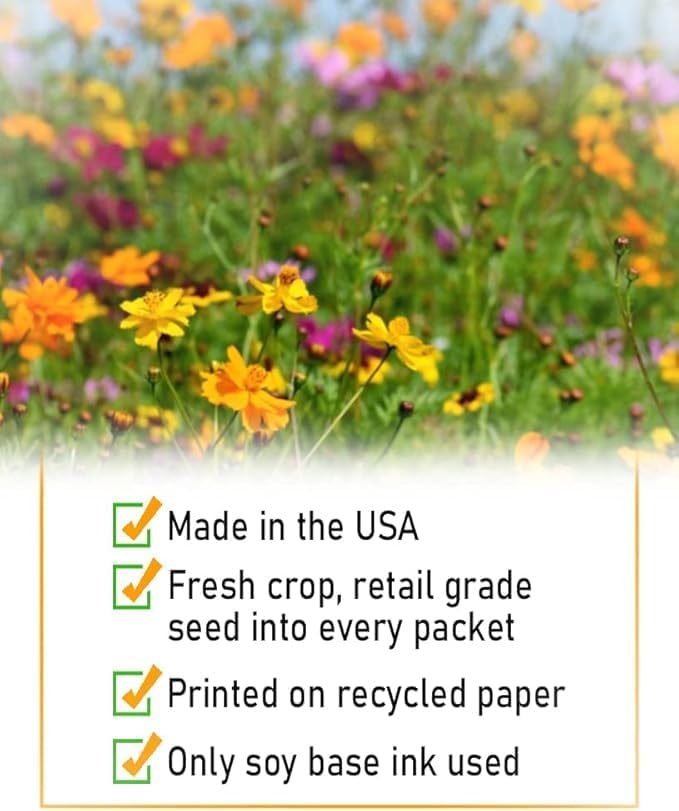 Pack of 20 Pre-Filled Flower Seed Packets for Pollinators Wedding Party Favors Bridal Shower School Events Thank You Events Memorials Earth Day- Save The Bees Assorted Bee Friendly Flower Seeds