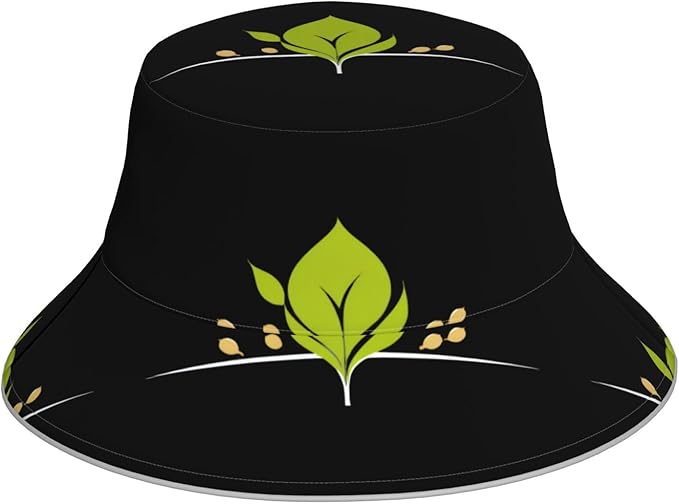 WHJSHOP Seeds Sprouting Printed Reflective Bucket Hat Breathable for Men and Women, for Travel, Camping Black