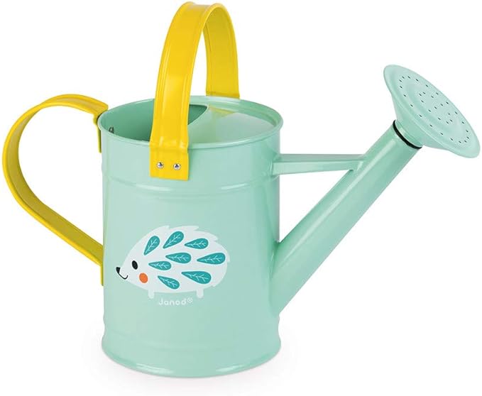 Janod - Happy Garden Watering Can Hedgehog - Perfect for Young Gardeners - Durable Metal Construction - Encourages Outdoor Play - Child-Friendly Design, Compact and Lightweight.