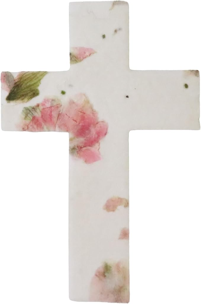 Plantable Wildflower Seed Paper - 24pcs Pink Cross-Shaped for Funeral Favors, Memorial Gifts, & Sympathy Gifts for Loss of Father and Mother