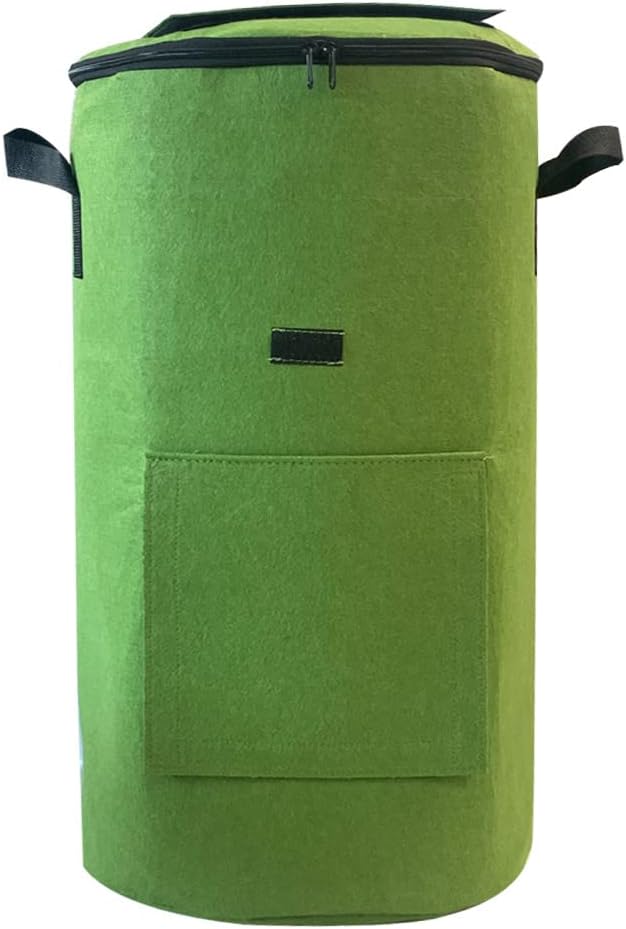 1PCS 33 Gallons Organic Compost Bag Home Garden Bag Leaf Bag Large Reuseable Heavy Duty Gardening Bags Non-Woven Foldable Garden Waste Compost Bag with Lid Handle Garden Leaf Compost Bins,Green