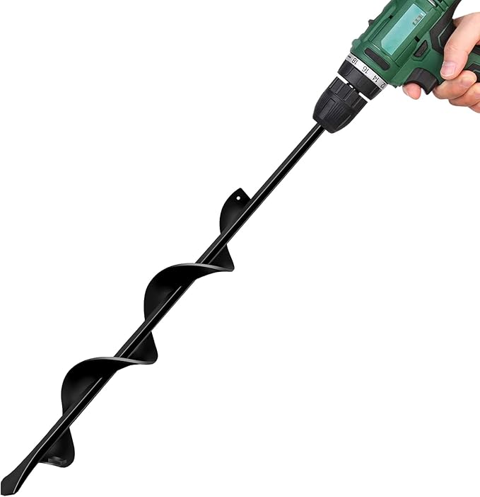 LONGRUN Auger Drill Bit for Planting-1.7"x15" Planting Auger, Garden Spiral Hole Drill Bulb Planter Tool for Planting, Bedding Plants, Flowers, Umbrella Holes - 3/8 Inch Hex Drive Drill Augers
