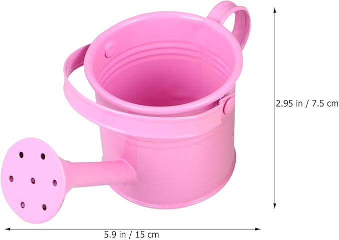 DOITOOL Small Metal Watering can for Kids Pink Mini Flower Watering Pot with Long Spout Portable for Indoor and Outdoor Plant Care