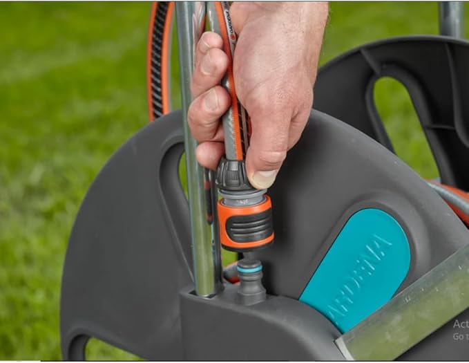 GARDENA (18520) CleverRoll (1/2" Large) Frost-Proof Hose Cart with Hose Guide, Comfortably fits 250' - 1/2” Hose, for Convenient Hose Storage and Watering, Hose Not Included