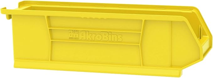 Akro-Mils 30284 Super-Size AkroBins Plastic Storage Bins, Space-Saving Stackable Bins for Garage, Classroom, Warehouse Organization, 24" L x 8" W x 7" H, Yellow, 4-Pack
