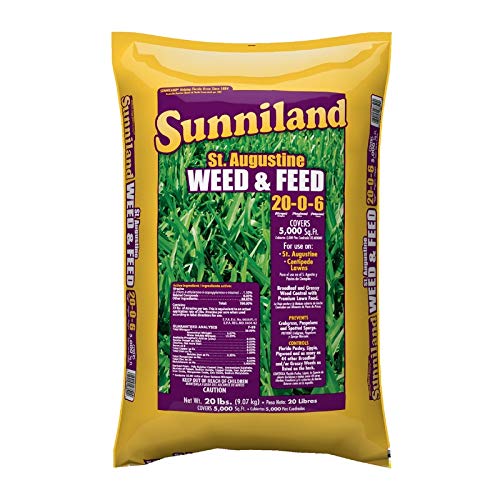 Sunniland St. Augustine Lawn Fertilizer 20-0-6 – Slow Release Nitrogen Granular Lawn Food – Covers 5,000 sq ft per Bag – Phosphorus Free Turf Fertilizer – 20 lb Bags (2 Pack)