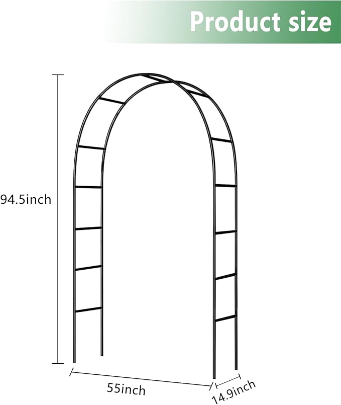 7.9 Ft H x 4.6 Ft W Green Metal Pergola Arbor for Various Climbing Plant Wedding Garden Arch Bridal Party Decoration Wide Arbor
