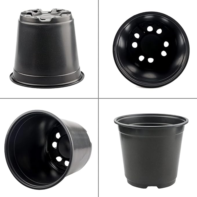 KINGLAKE 100 Pcs 6" Plastic Plants Nursery Pots Seedlings Flower Plant Container Seed Starting Pots Black