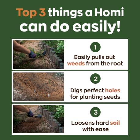 Reencle Homi Korean Hand Hoe (Homi) – Traditional Handmade Hand Plow Garden Tool, Forged Steel Blade & Wooden Handle for Weeding, Digging, Planting & Cultivating