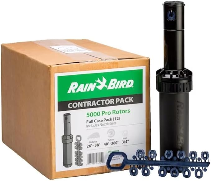 Rain Bird CP500012PK Professional Grade Rotor with Pro Nozzle Set, 40° to 360° Pattern, 25' to 50' Spray Distance, 12-Pack